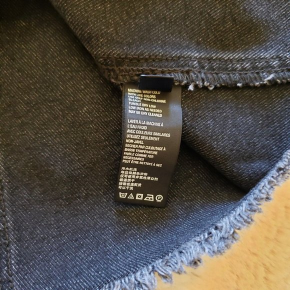 Free People Womens Parker Sulfur Black Denim Mini Frayed Hem Wrap Skirt Size 25 - Picture 10 of 11